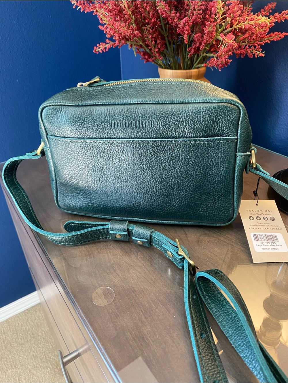 Portland Leather Forest Green Leather Camera Bag